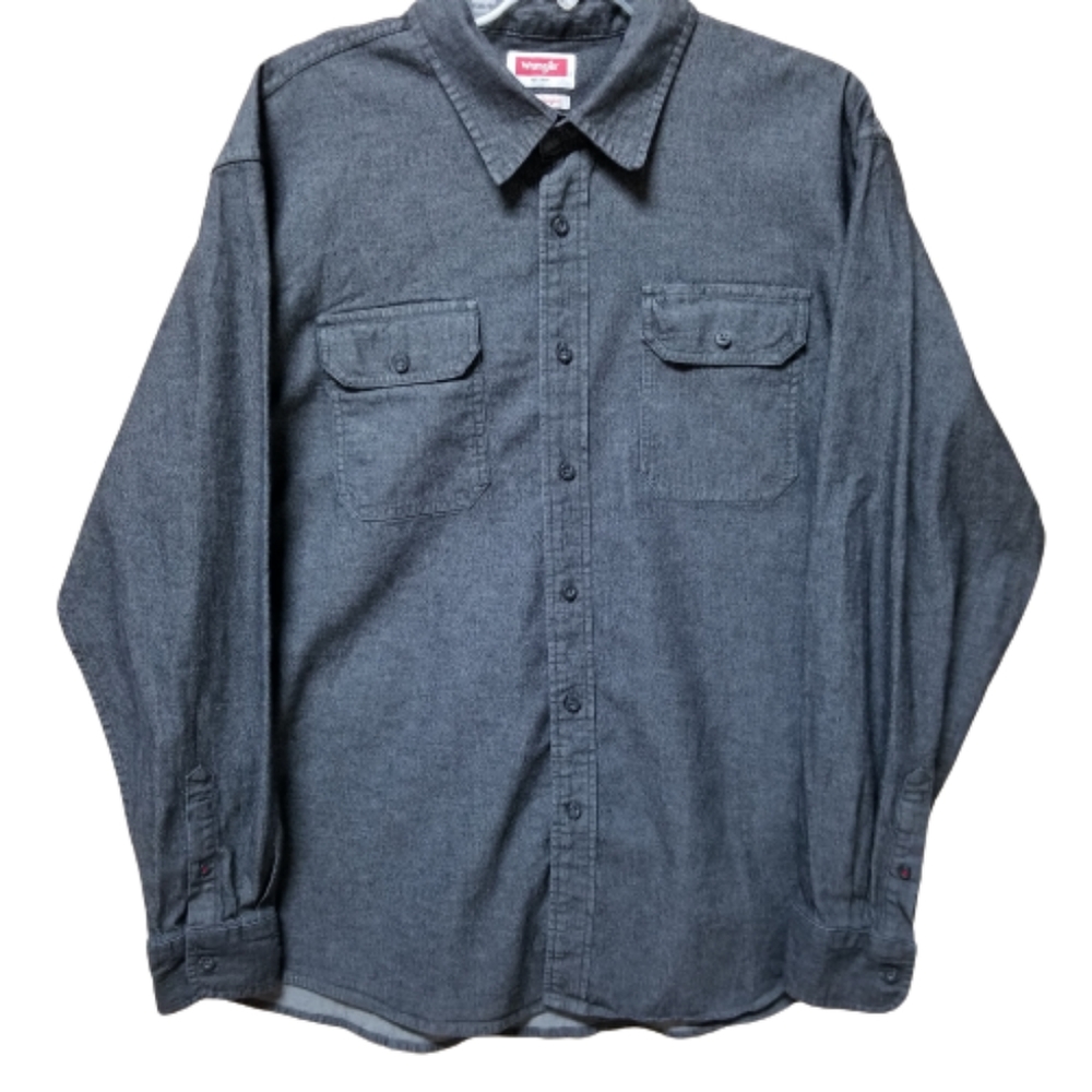 Wrangler XL Denim Long Sleeve Men's‎ Casual Button-Up Shirt Flex For Comfort